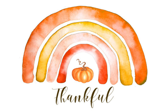 Watercolor Rainbow, Thanksgiving Clipart