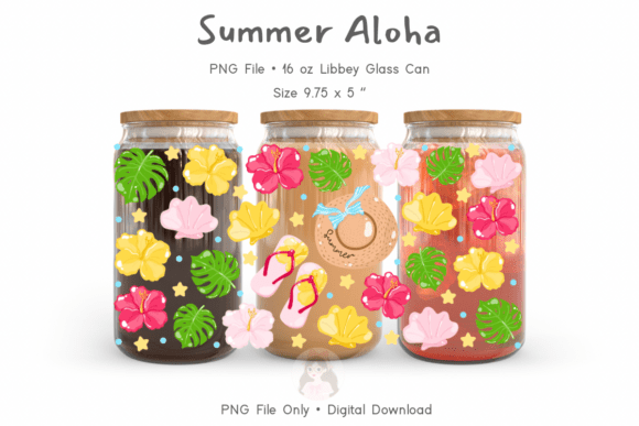 Summer Aloha Tumbler Wrap Design PNG