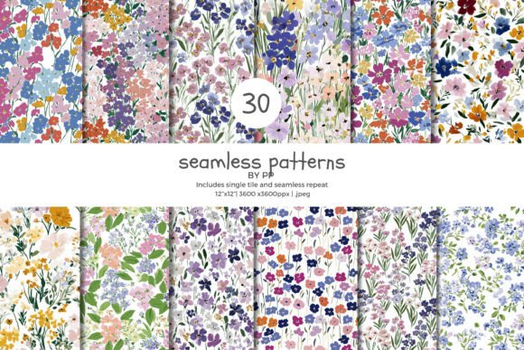 Wildflower Seamless Pattern Bundle