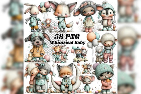 Whimsical Baby Animal Journal Clipart