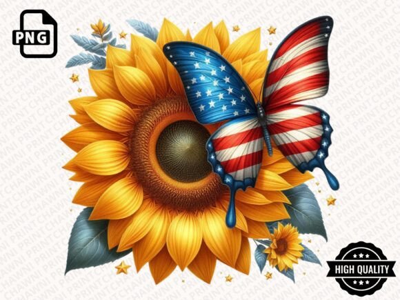 Sunflower USA Flag Clipart PNG