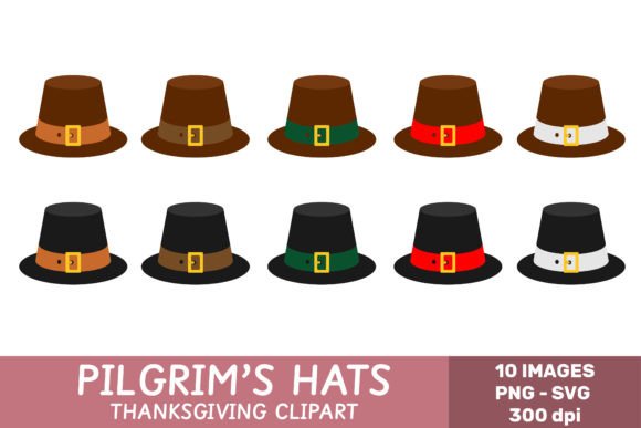 Pilgrim's Hats - Thanksgiving Clipart