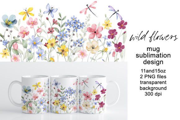 Mug Wrap Sublimation Design Wild Flowers
