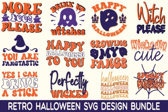 Retro Halloween Svg Design Bundle