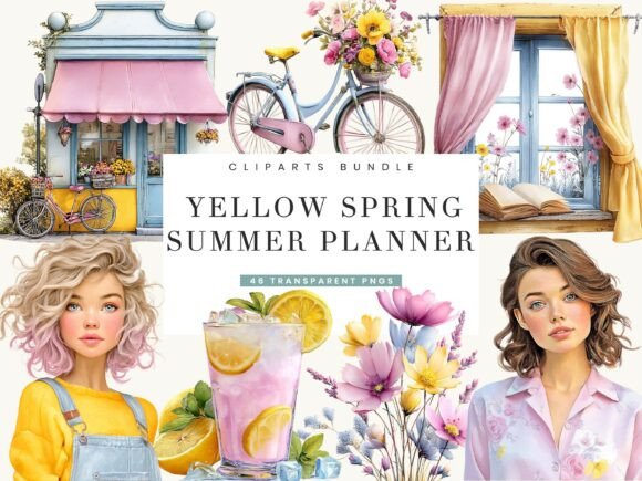 Yellow Spring Summer Planner Clipart