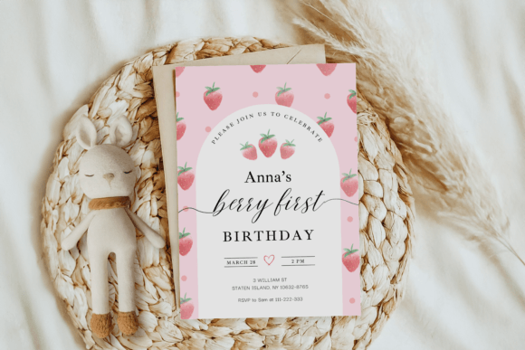Strawberry Baby Shower Invitation Templa