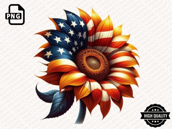Sunflower USA Flag Clipart PNG